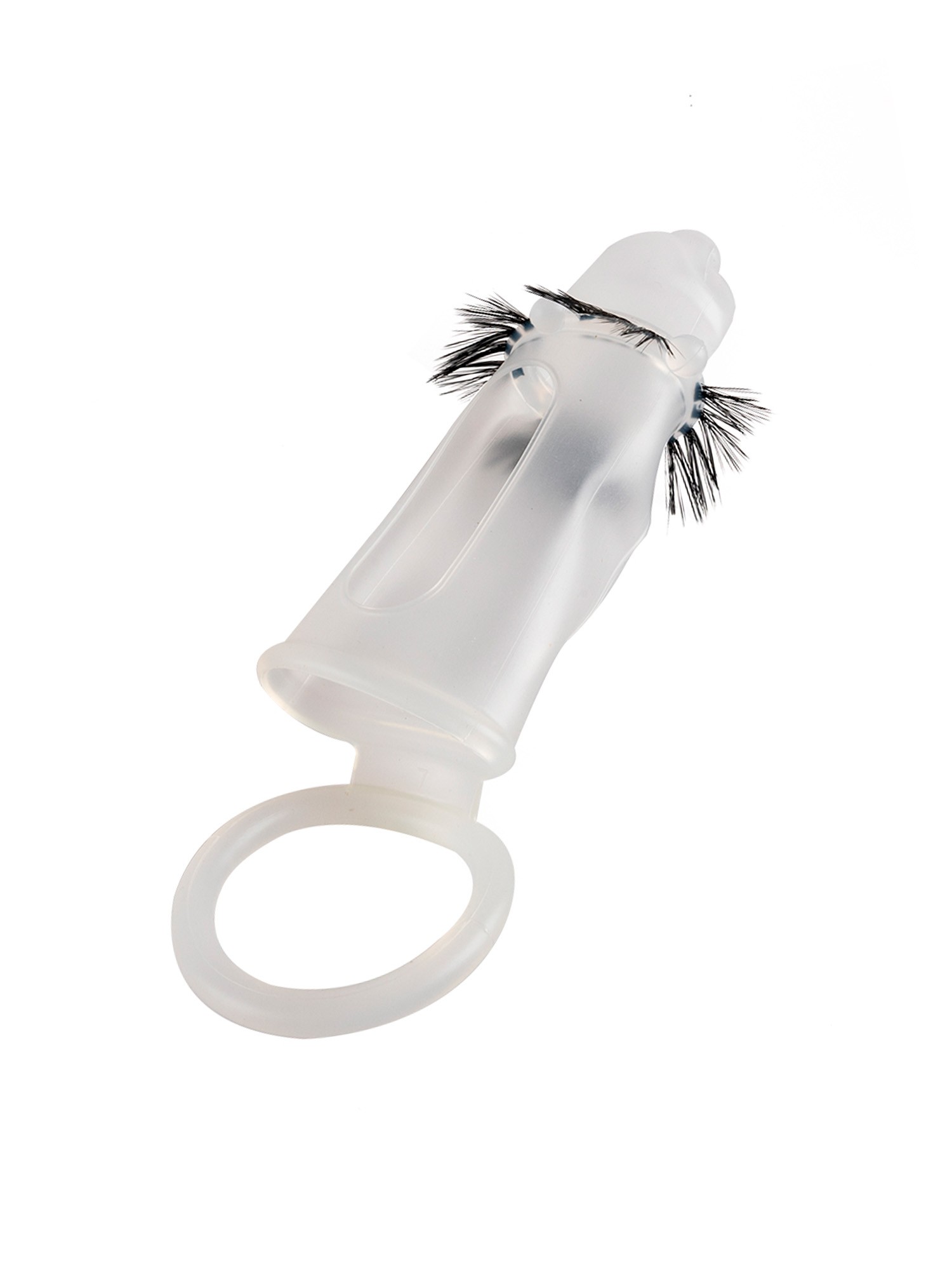 Эластичная насадка на пенис с подхватом мошонки и стимулирующими «ресничками» 5