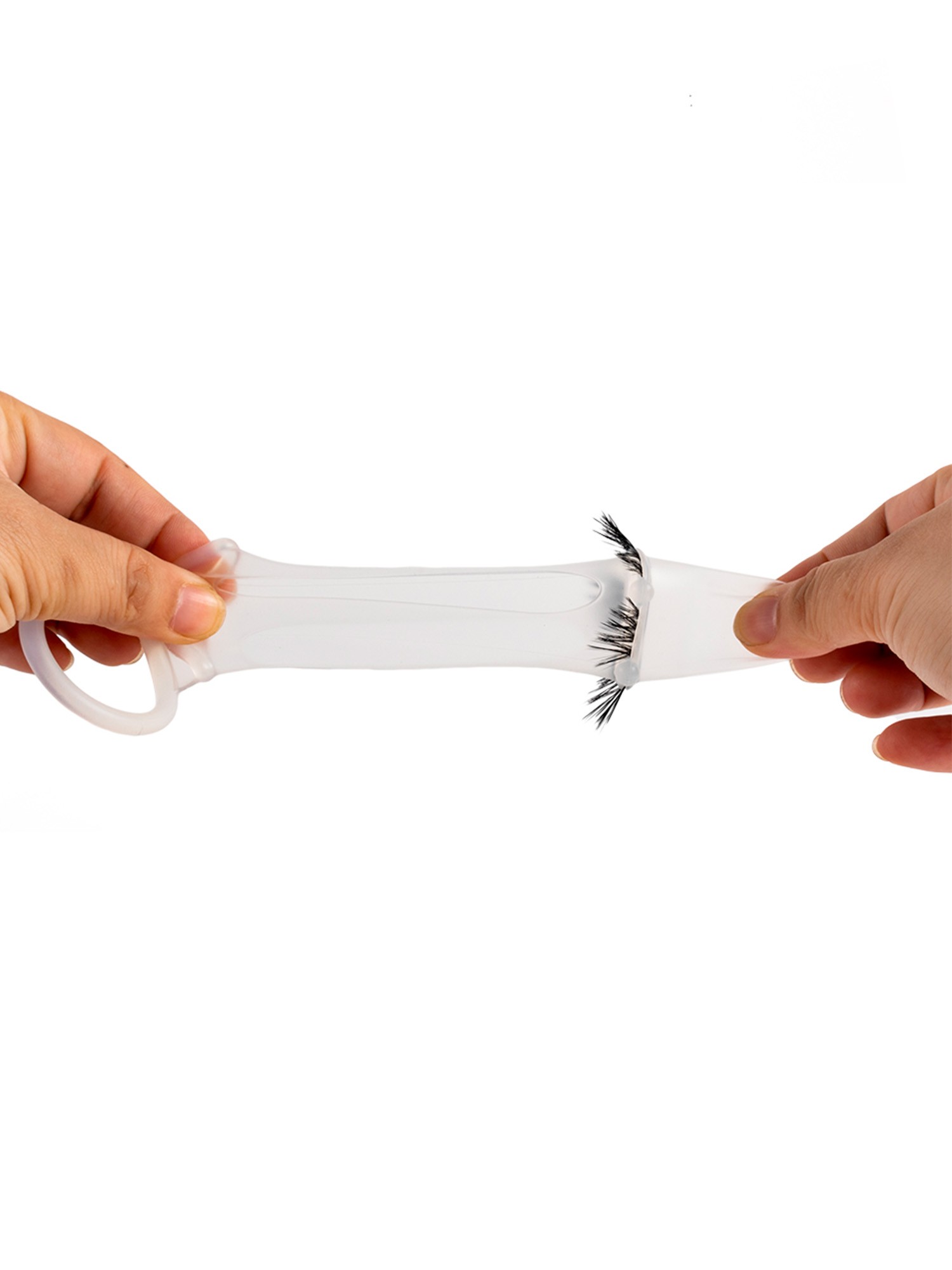 Эластичная насадка на пенис с подхватом мошонки и стимулирующими «ресничками» 6