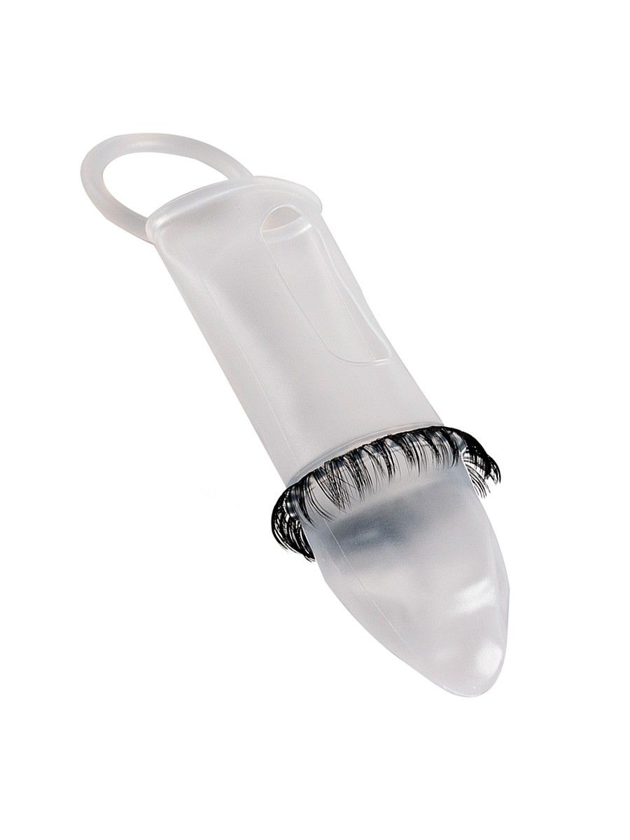 Закрытая насадка на пенис с подхватом мошонки и стимулирующими «ресничками» 2