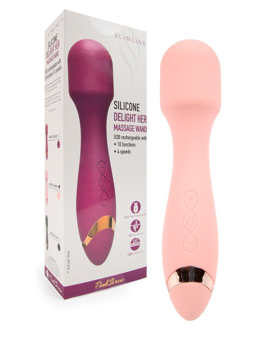 Нежно-розовый силиконовый wand-вибратор - 18,5 см. 2