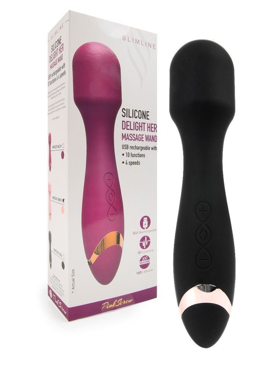 Черный силиконовый wand-вибратор - 18,5 см. 2