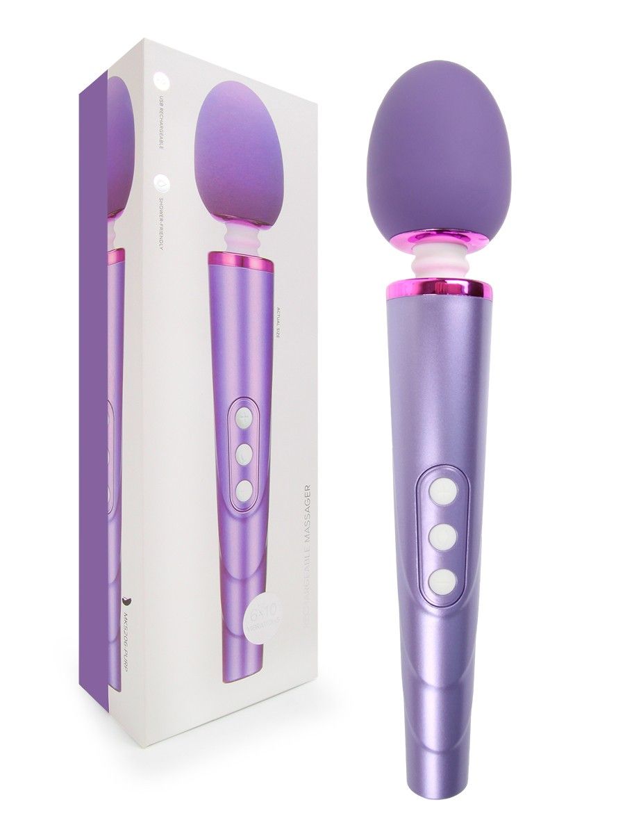 Сиреневый жезловый вибромассажер с головкой на гибкой шее - 25,5 см. 2