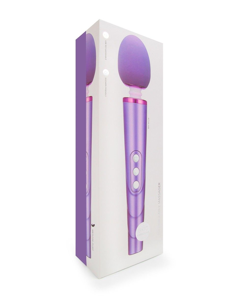 Сиреневый жезловый вибромассажер с головкой на гибкой шее - 25,5 см. 3