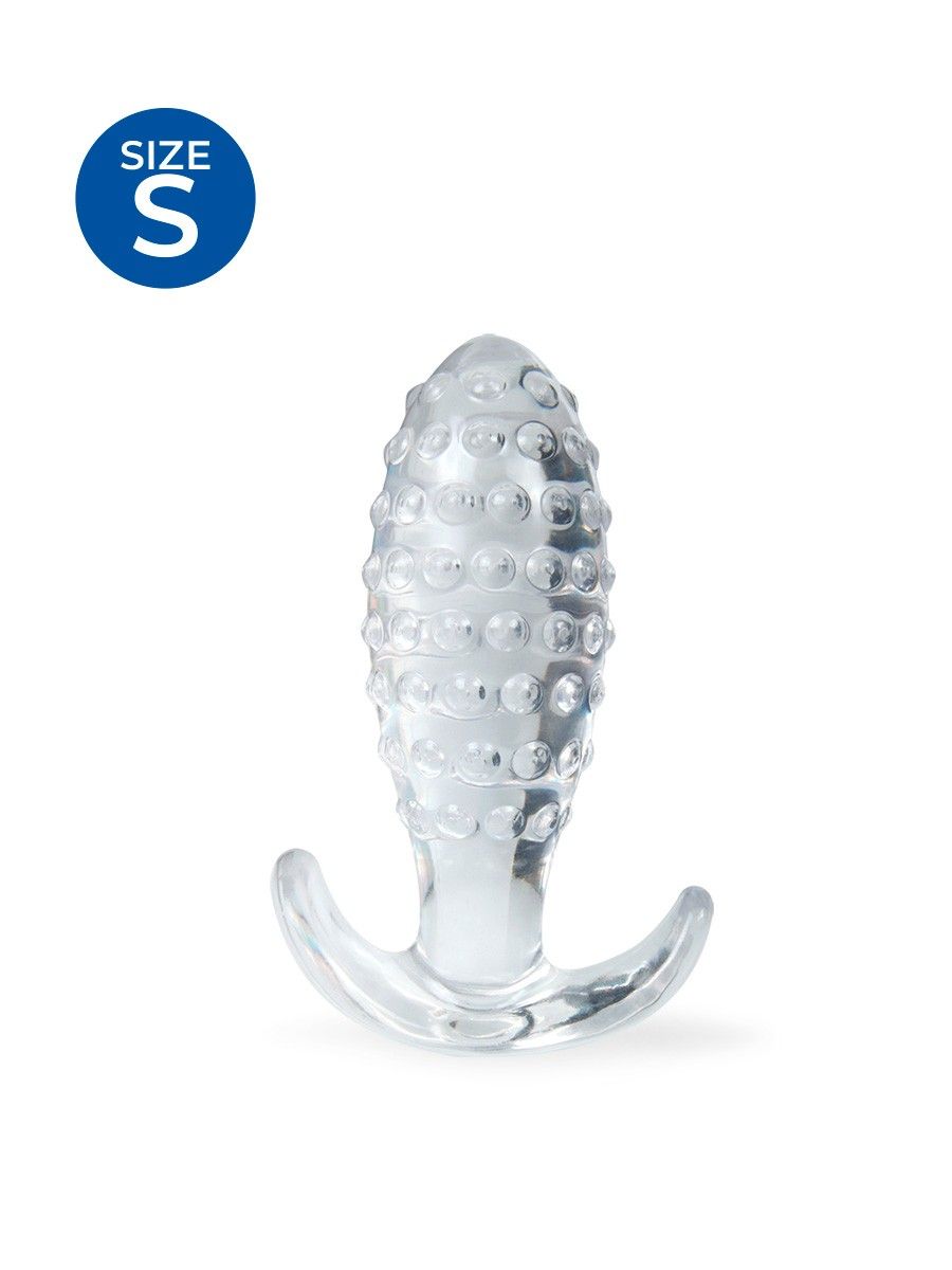 Прозрачная анальная пробка с шишечками - 6,5 см. 2