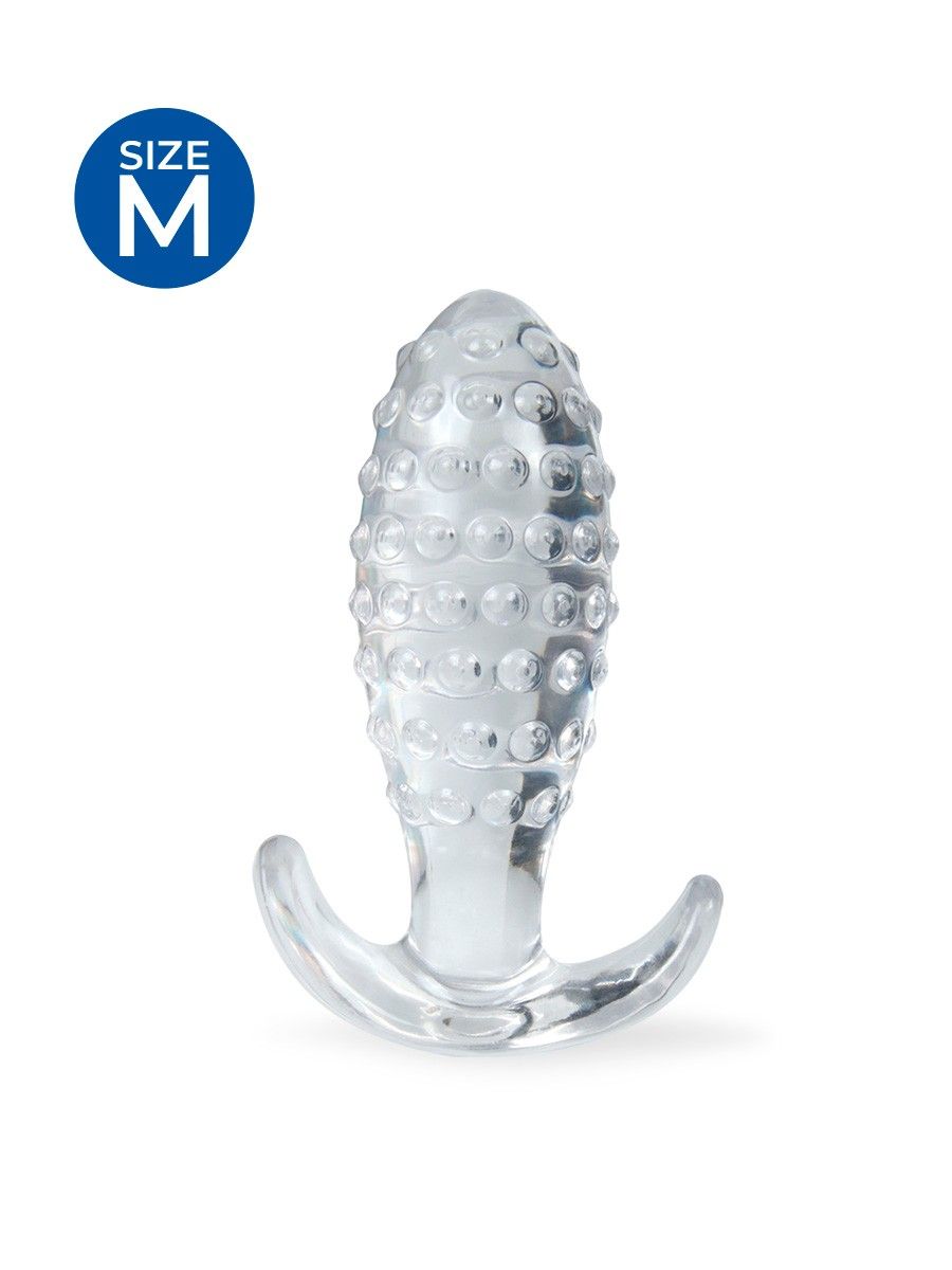Прозрачная анальная пробка с шишечками - 8 см. 2