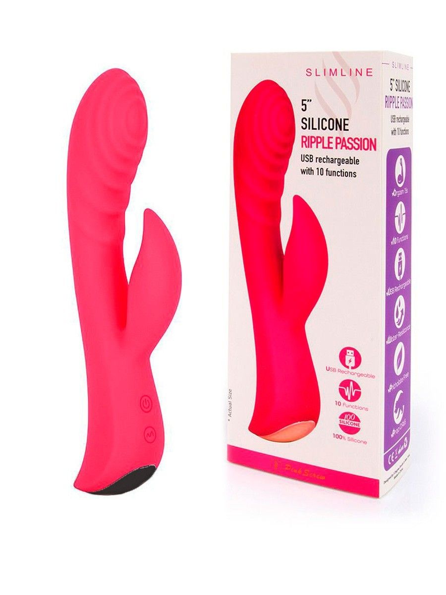 Красный перезаряжаемый вибратор-кролик - 19,1 см. 2