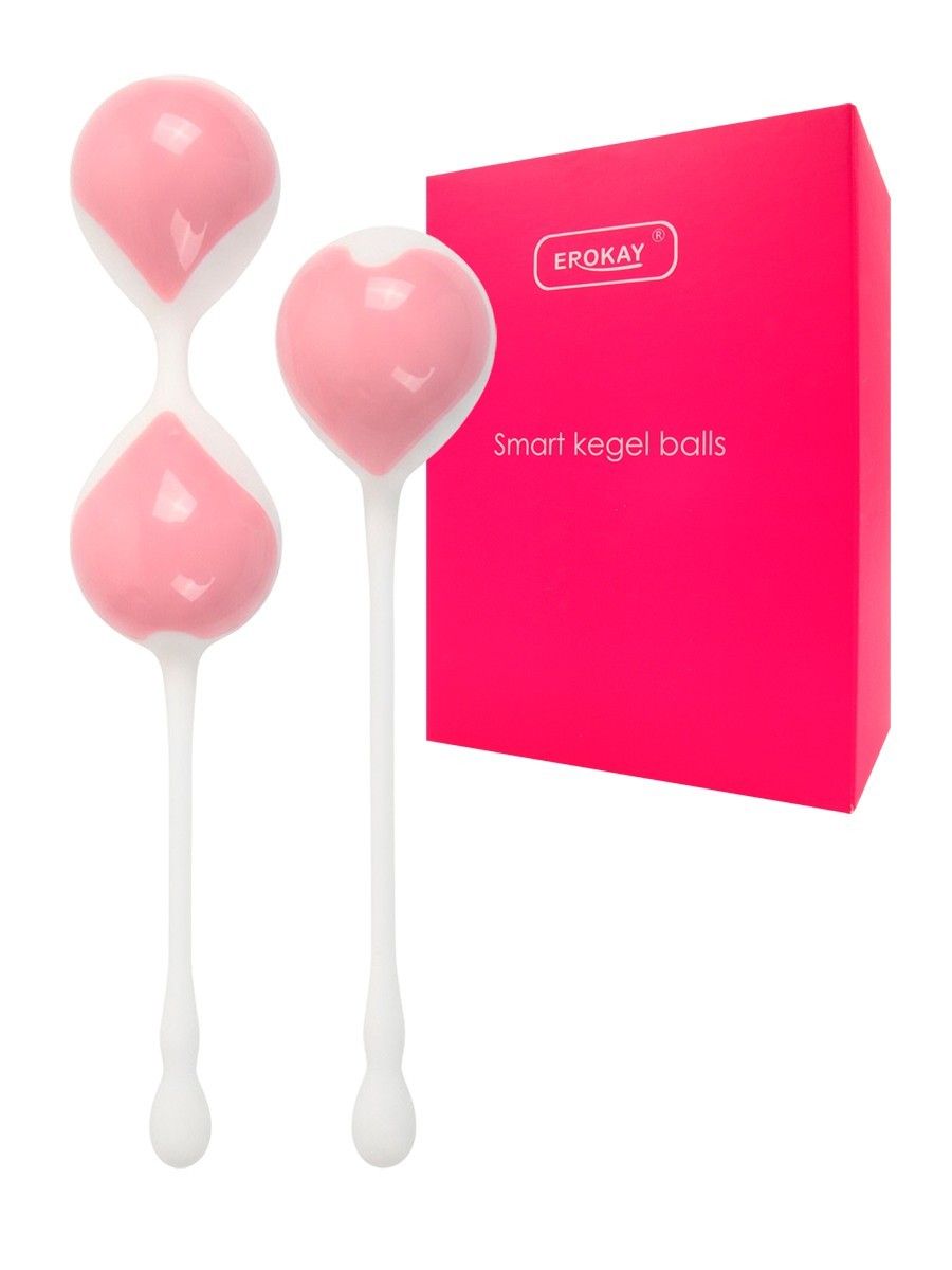 Набор розово-белых вагинальных шариков: двойные и одинарный 2