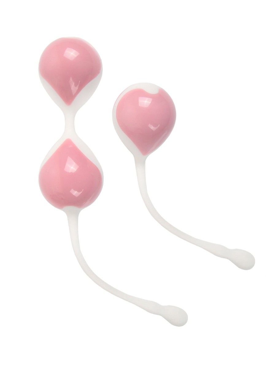 Набор розово-белых вагинальных шариков: двойные и одинарный 4