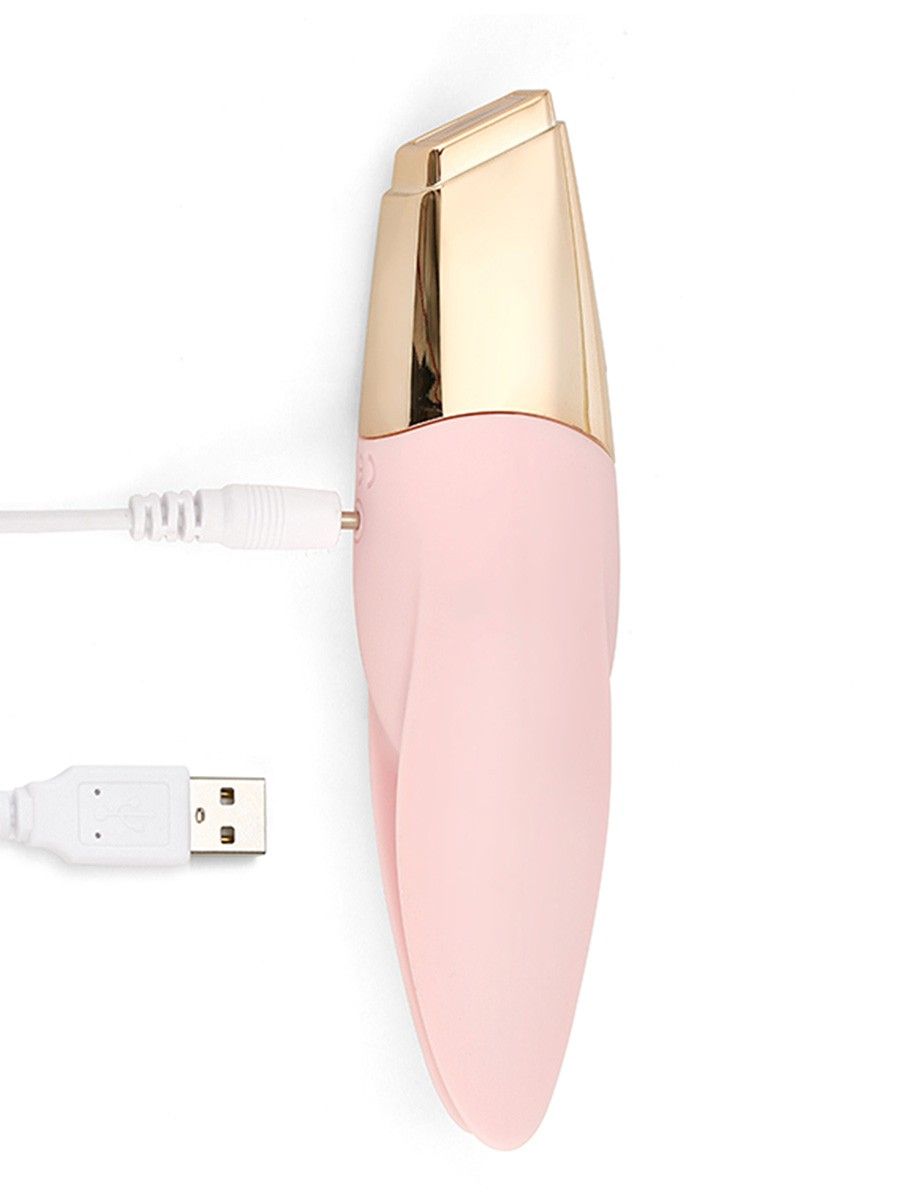 Нежно-розовый мини-вибратор с раздвоенным кончиком - 12,3 см. 4