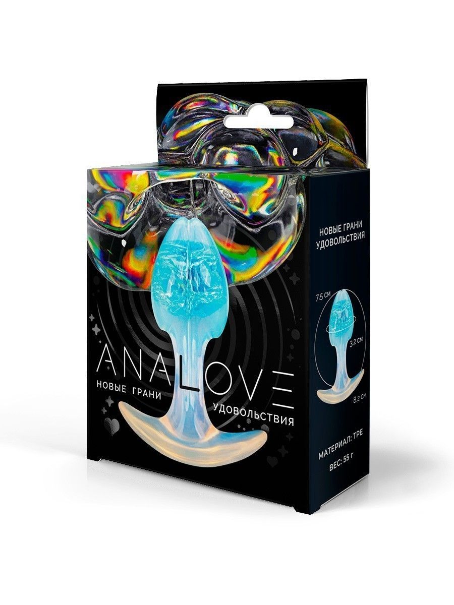 Голубоватая анальная пробка - 8,2 см. 3