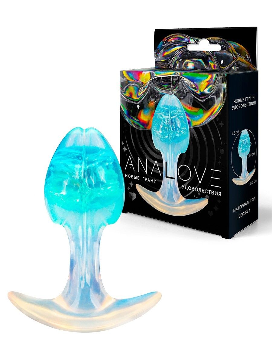 Голубоватая анальная пробка - 8,2 см. 1