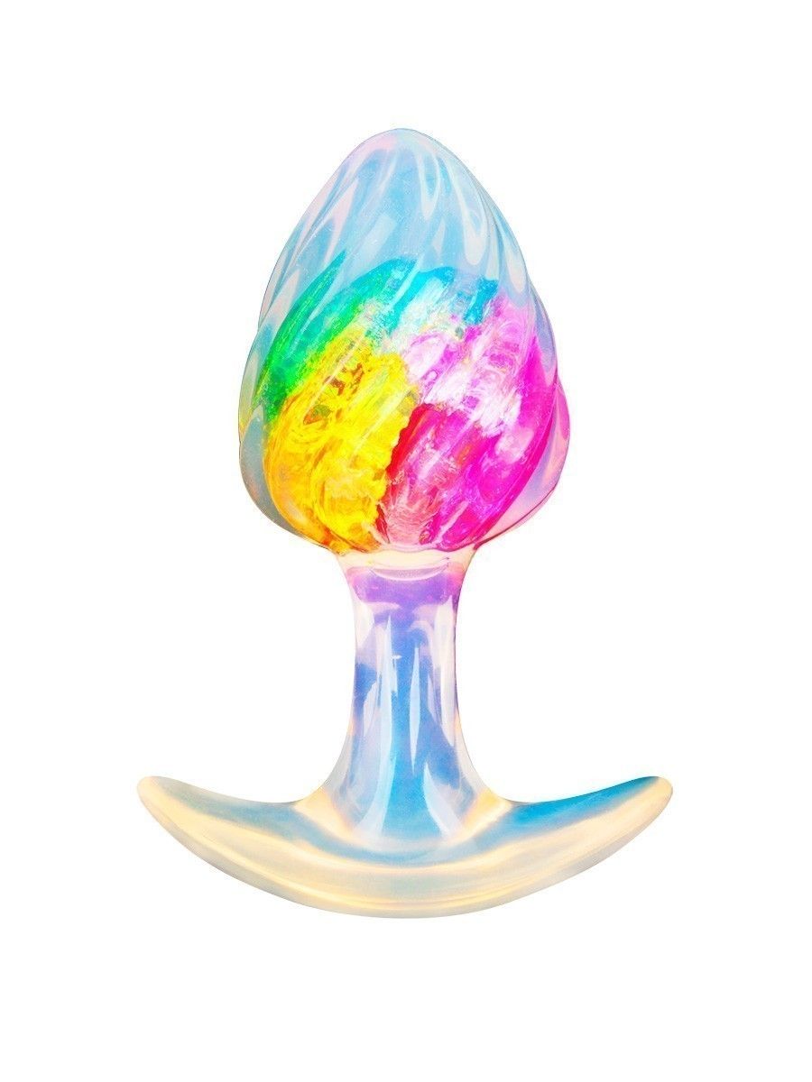 Яркая анальная пробка со спиралевидным рельефом - 9 см. 2