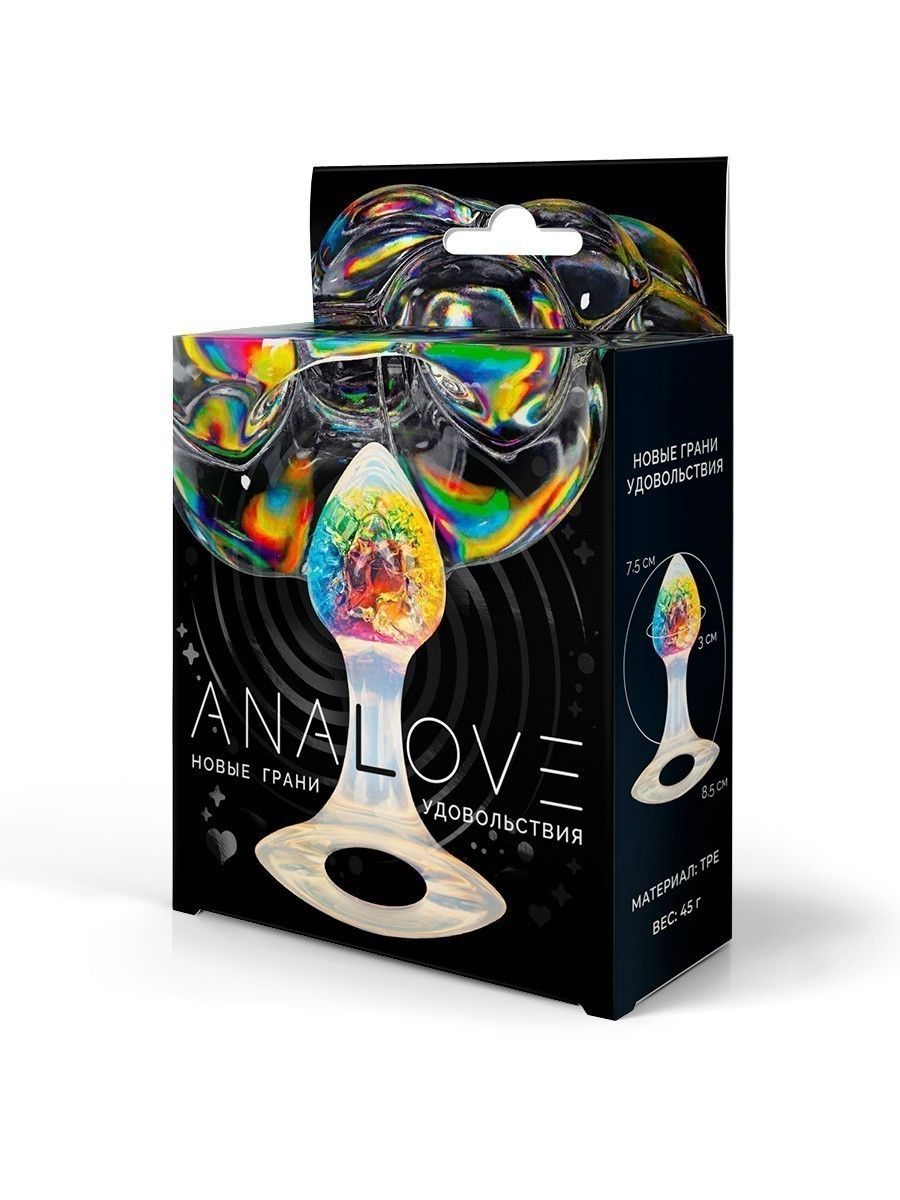 Яркая анальная пробка с ручкой - 8,5 см. 3