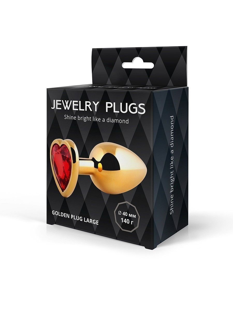 Золотистая анальная пробка с красным кристаллом - 9 см. 3