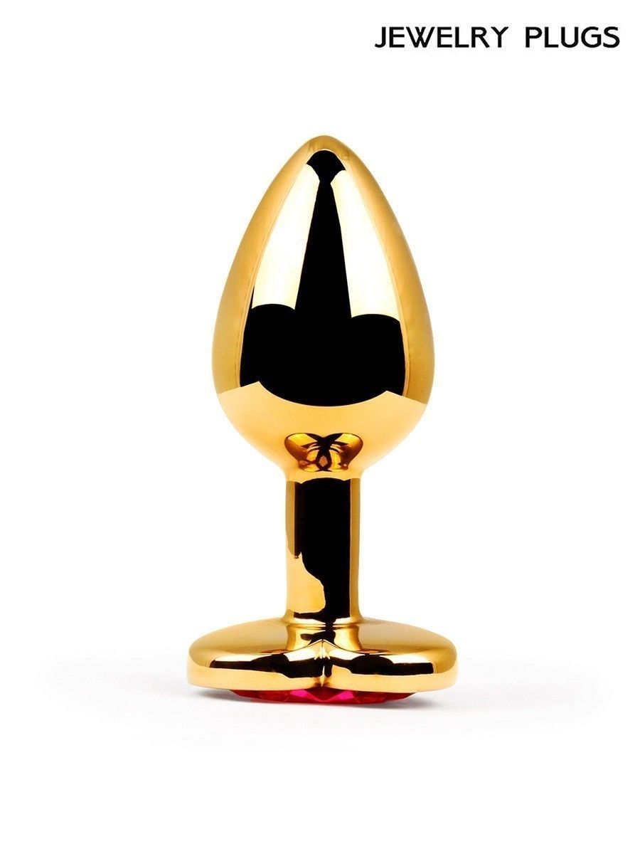 Золотистая анальная пробка с красным кристаллом - 9 см. 4