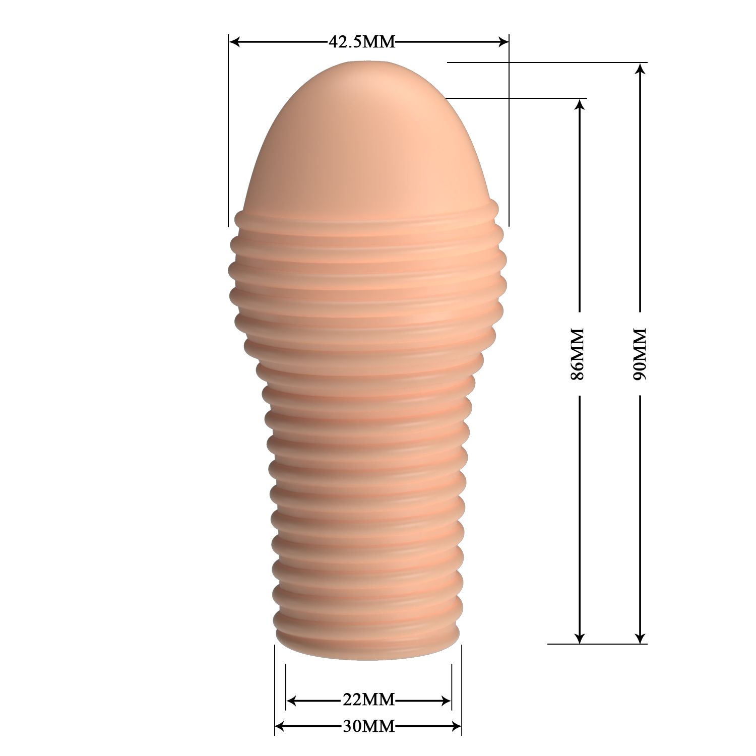 Телесная насадка на пенис с ребрышками Hoytt - 9 см. 7