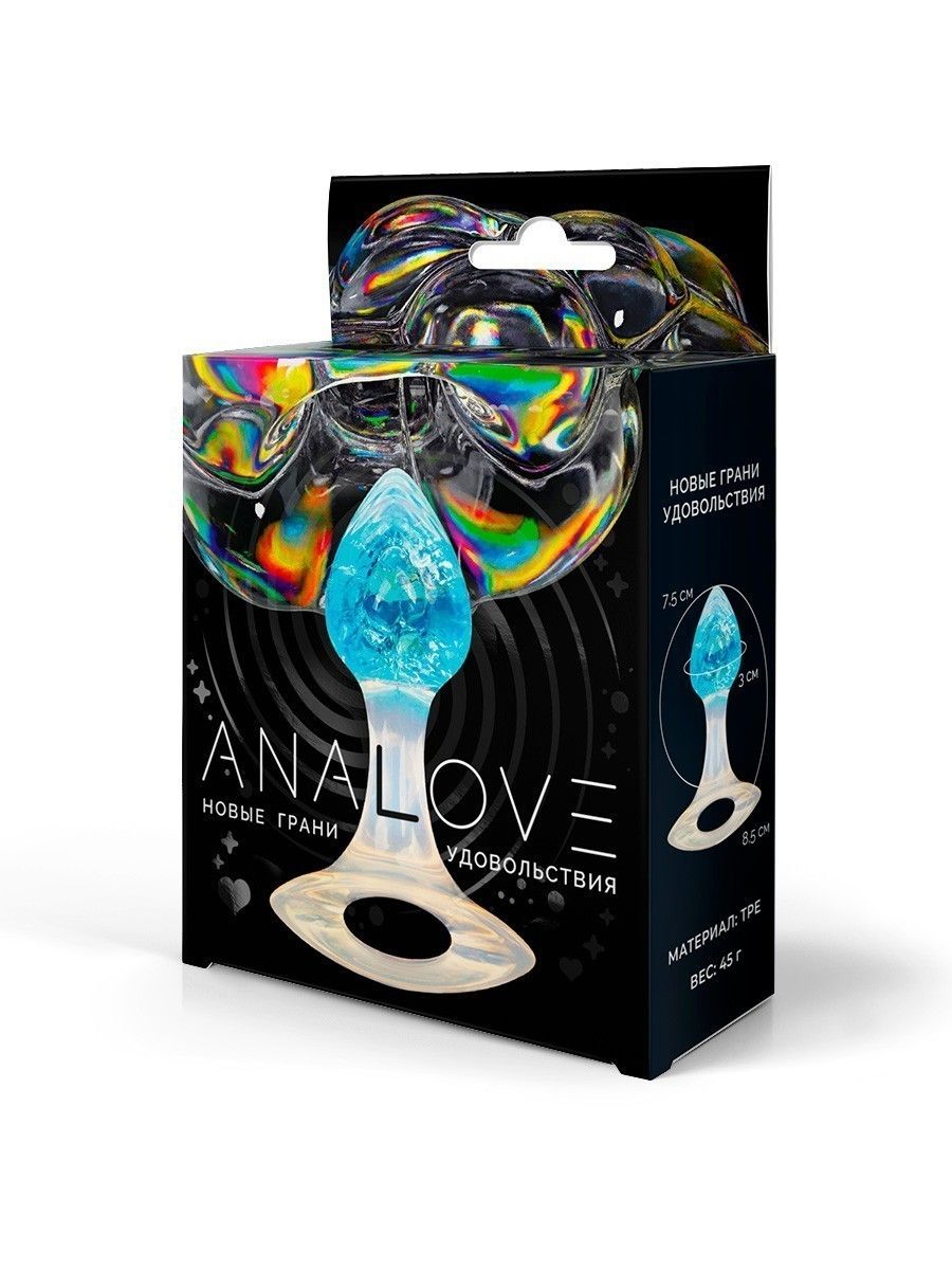 Голубоватая анальная пробка с ручкой - 8,5 см. 3