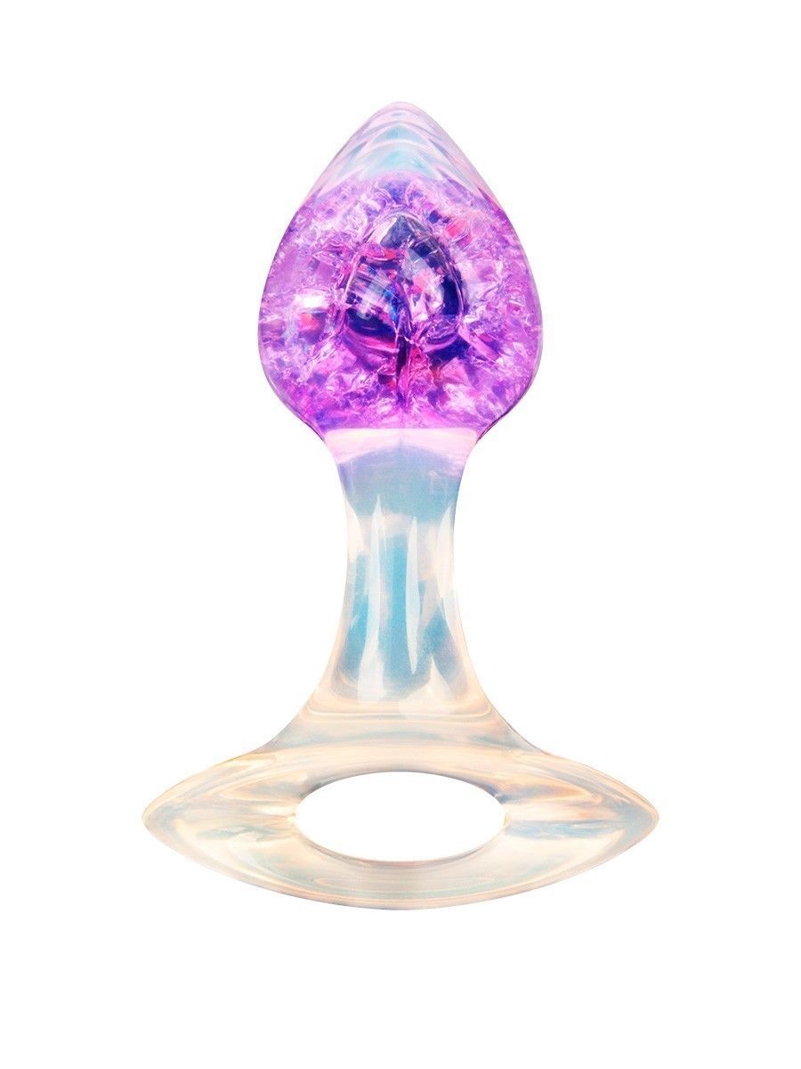 Сиреневатая анальная пробка с ручкой - 8,5 см. 2