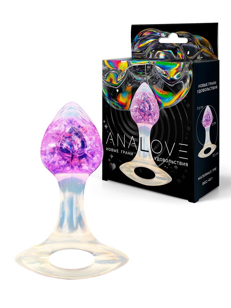 Сиреневатая анальная пробка с ручкой - 8,5 см. 1