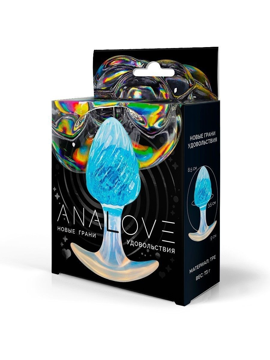 Голубоватая анальная пробка - 9 см. 3