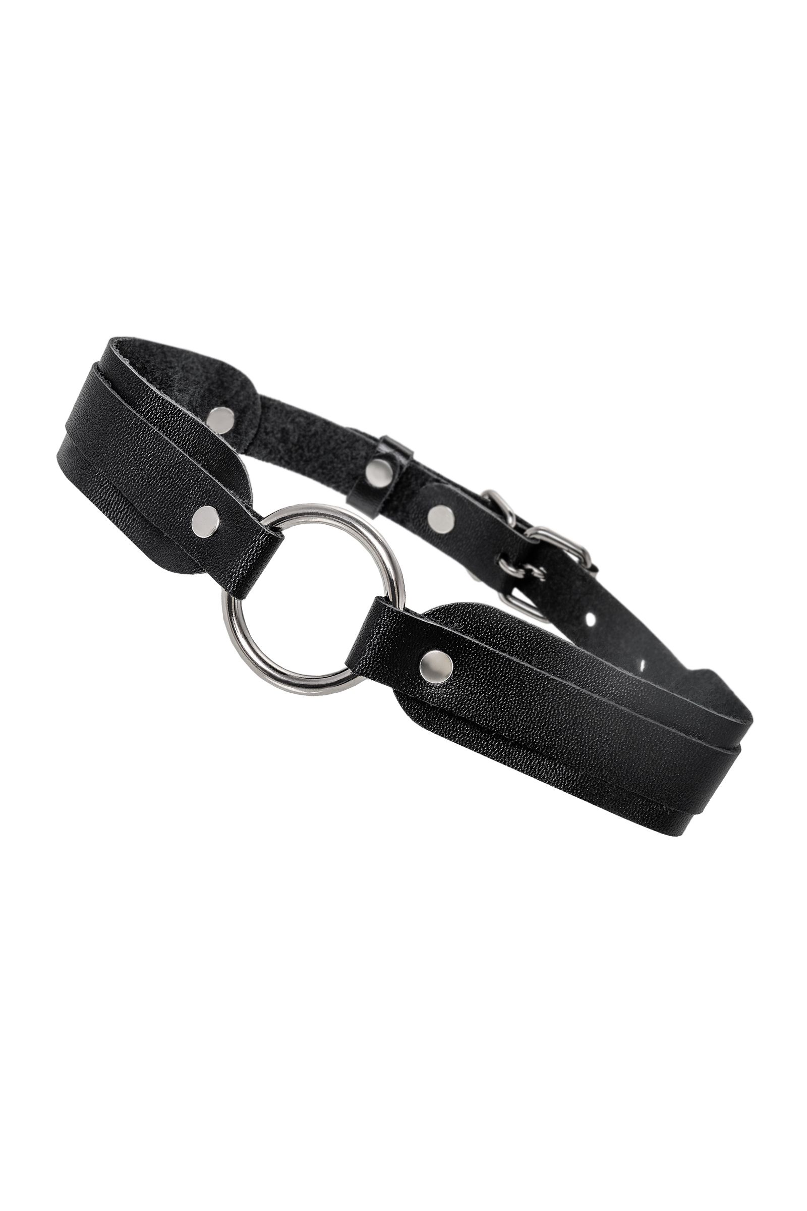 Черный кожаный чокер-ошейник со скруглёнными углами 4