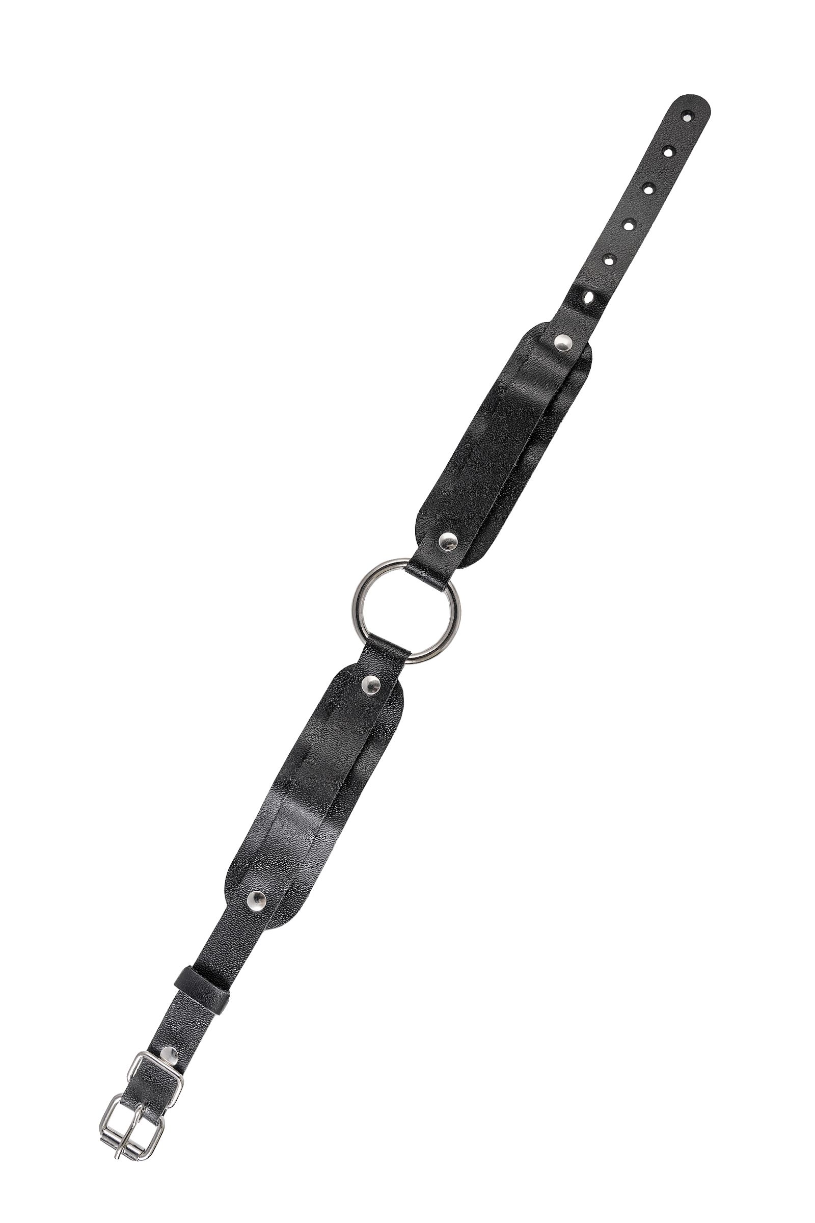 Черный кожаный чокер-ошейник со скруглёнными углами 5