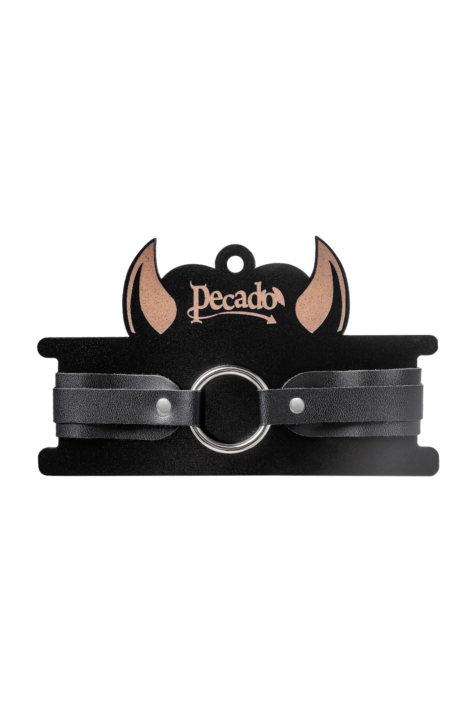 Черный кожаный чокер-ошейник со скруглёнными углами 7