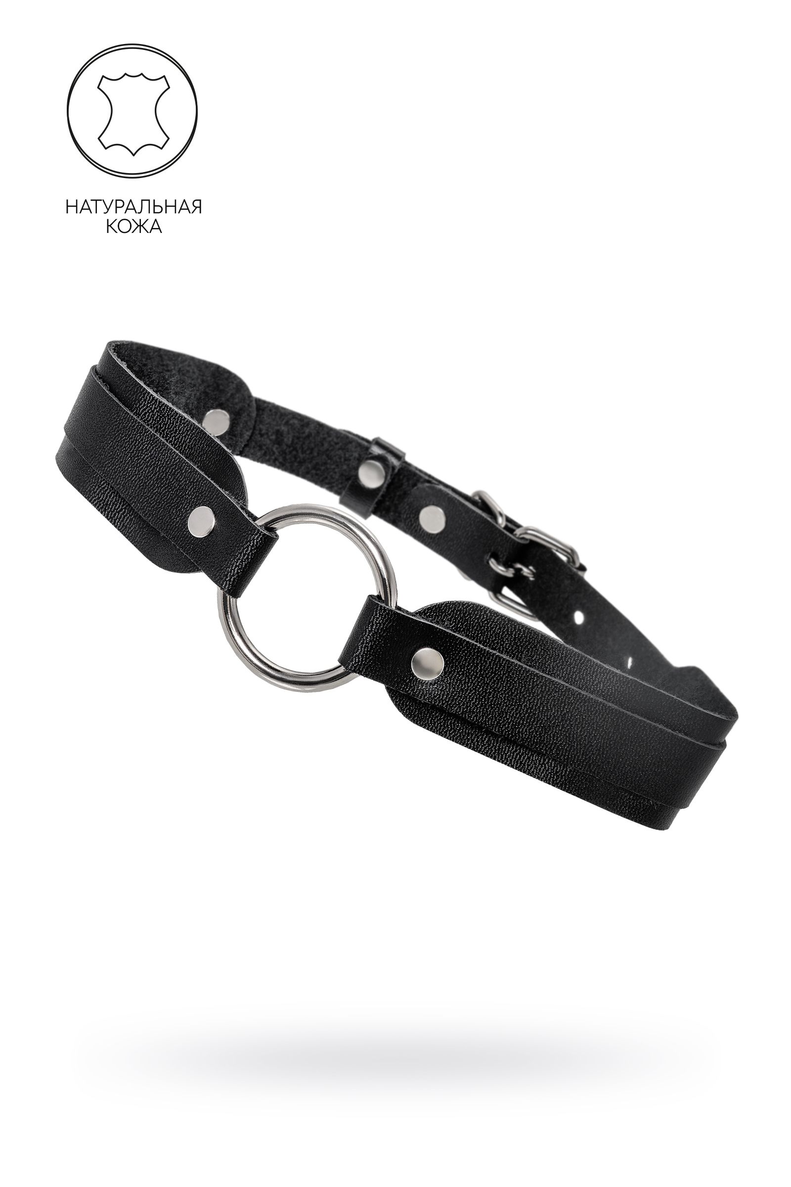 Черный кожаный чокер-ошейник со скруглёнными углами 1