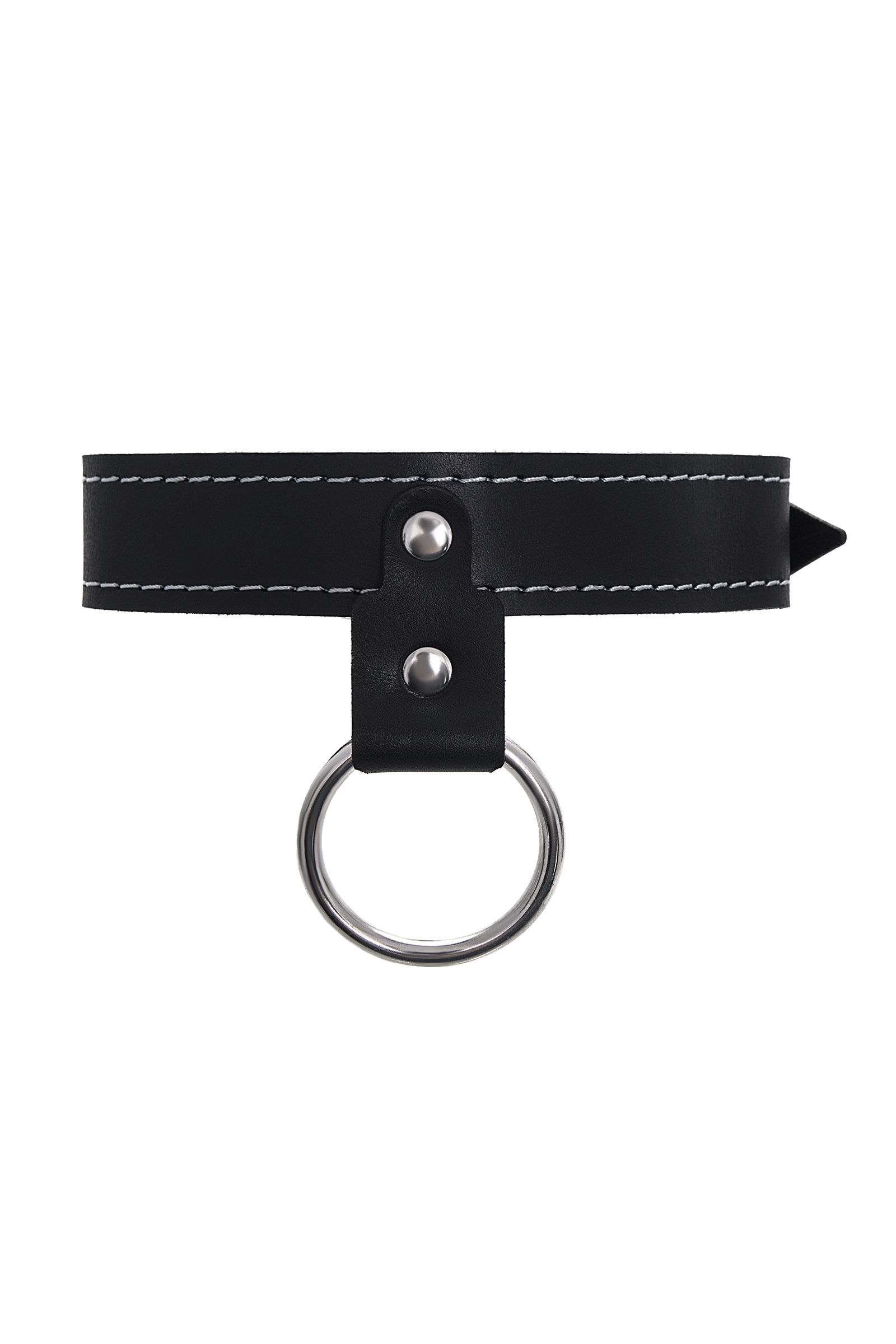 Черный узкий однослойный ошейник с серебристым поводком-цепочкой 3