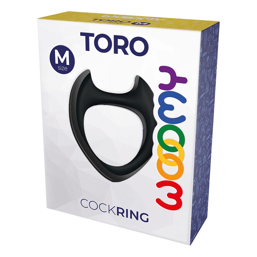 Черное эрекционное кольцо с рожками Wooomy Toro M 3