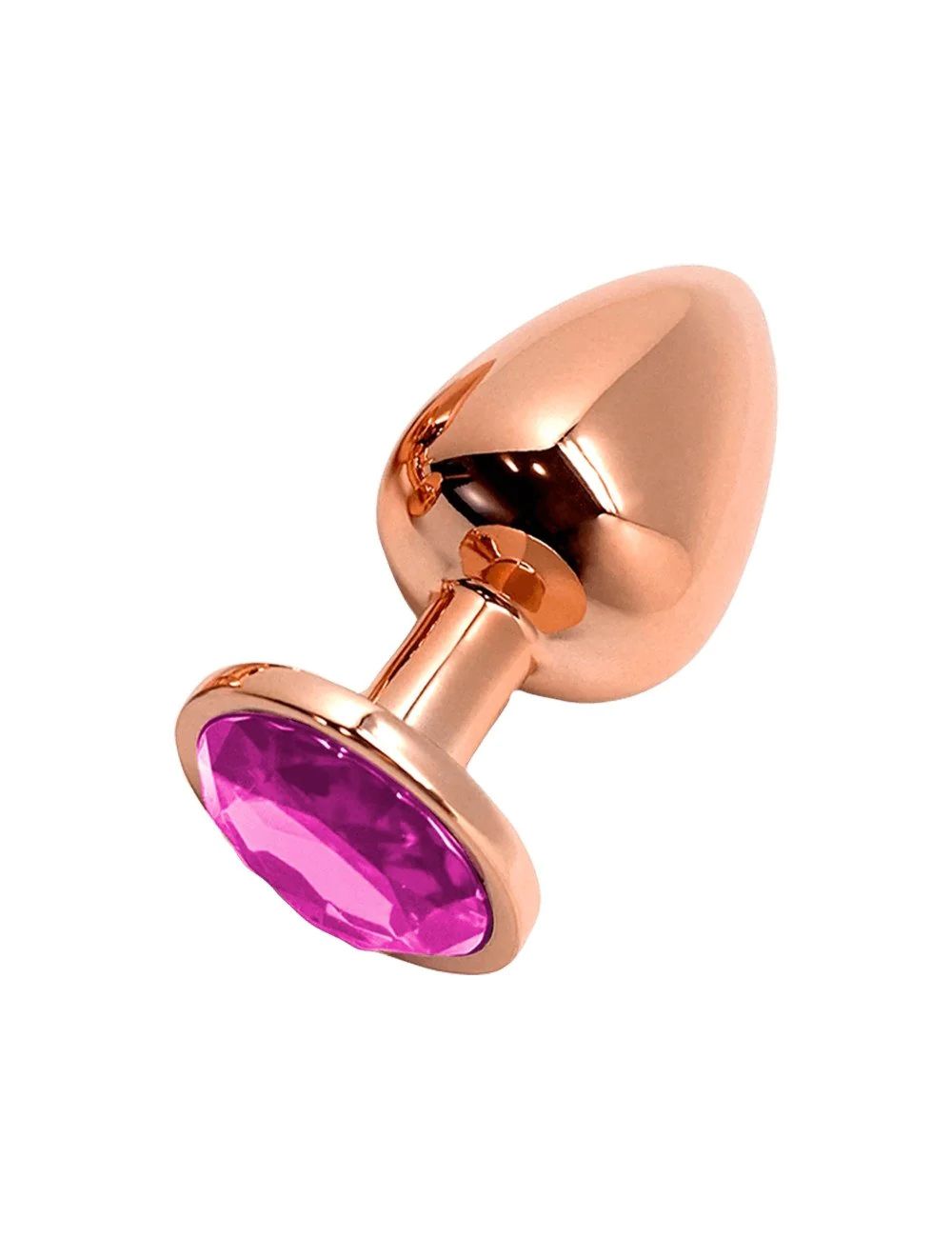 Золотистая анальная втулка Wooomy Tralalo M с розовым кристаллом - 8 см. 1