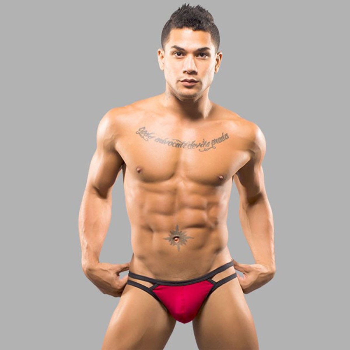 Красные мужские трусы-стринги с 2 боковыми бретелями 2