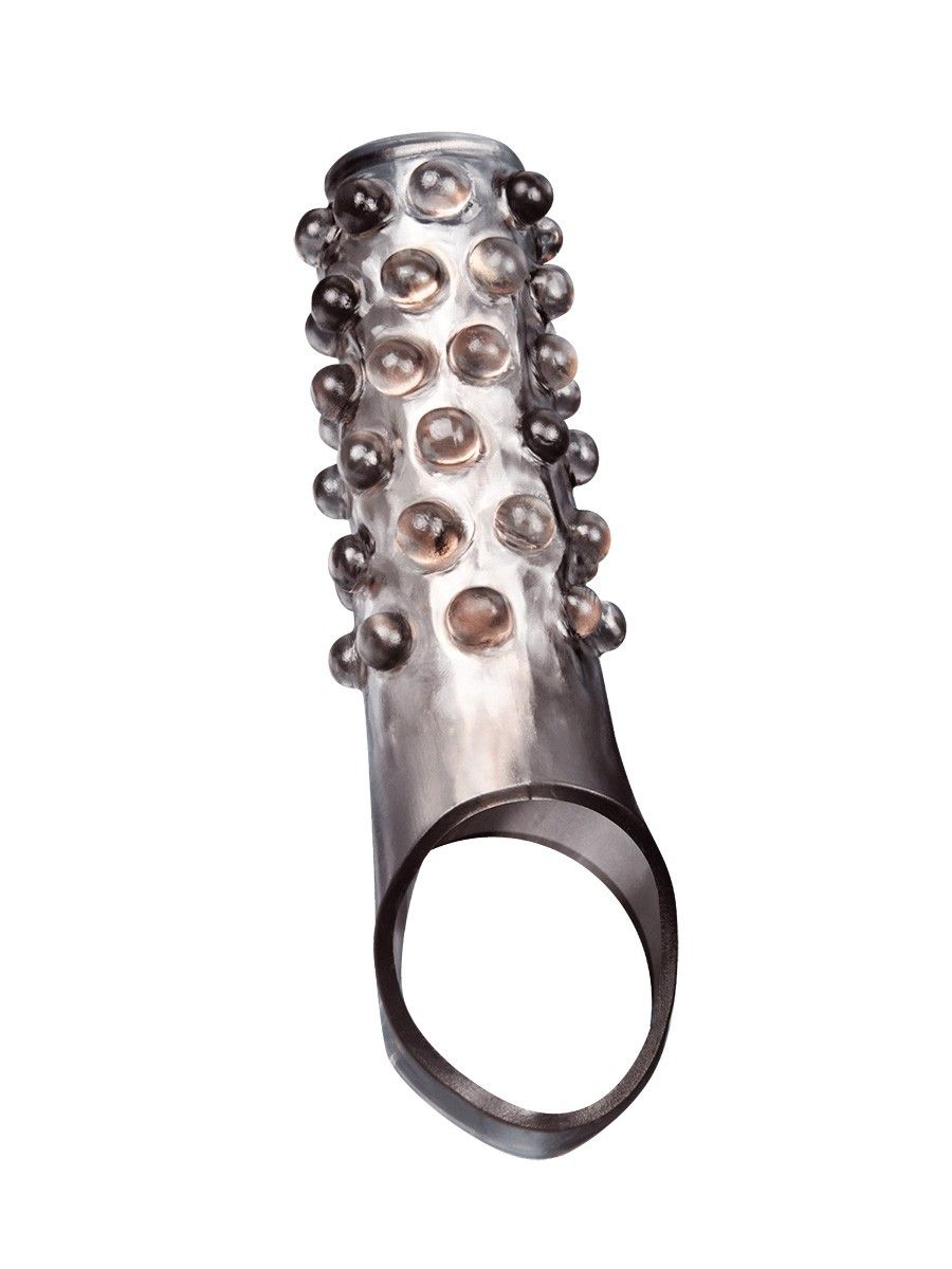 Дымчатая насадка на пенис с выпуклостями - 11 см. 1