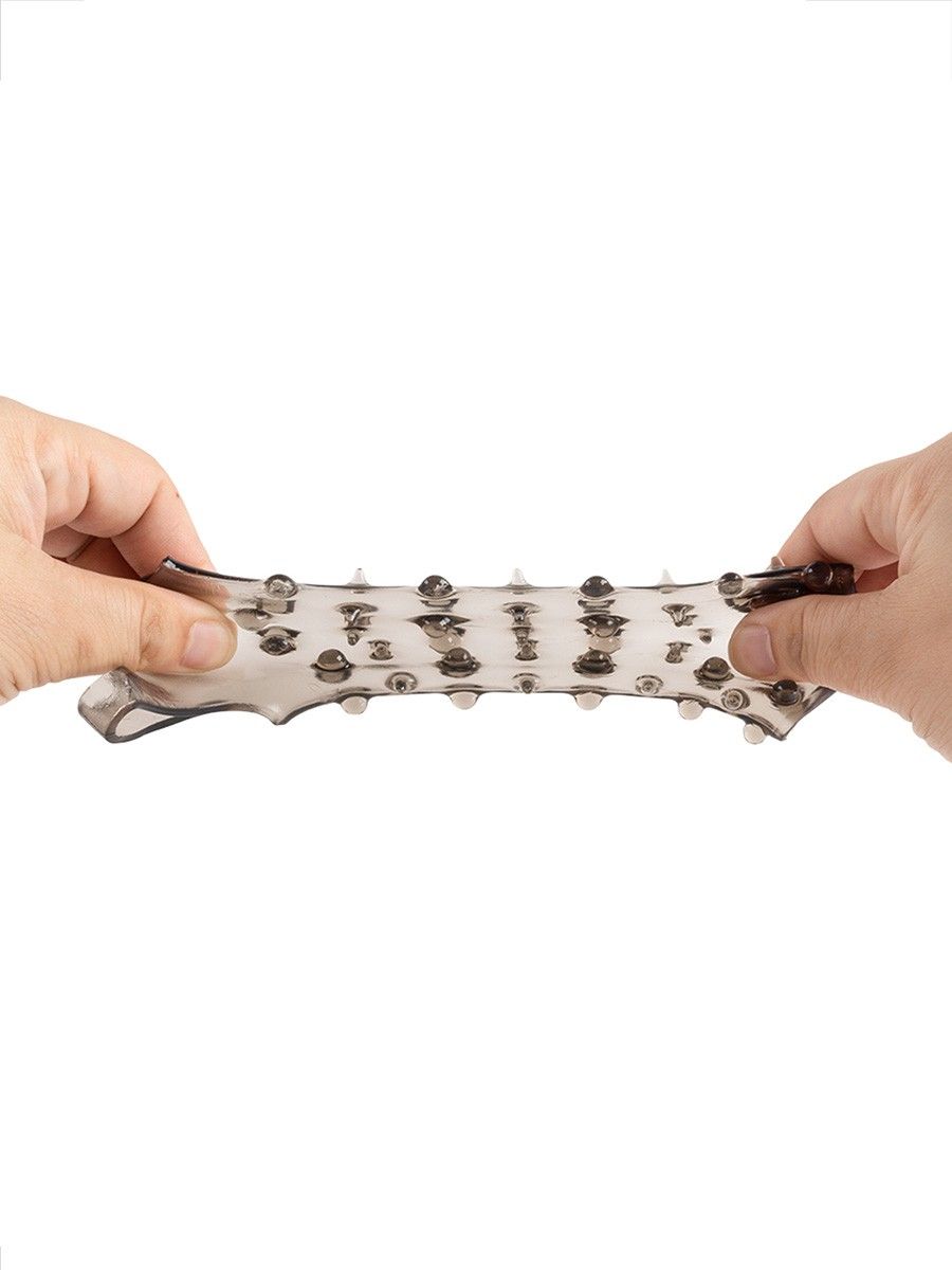 Дымчатая насадка на пенис с шипами и выпуклостями - 12 см. 4