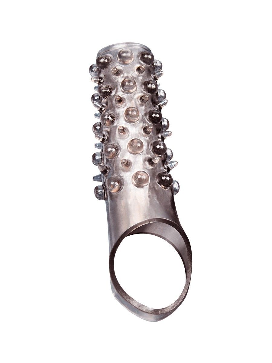 Дымчатая насадка на пенис с шипами и выпуклостями - 12 см. 1