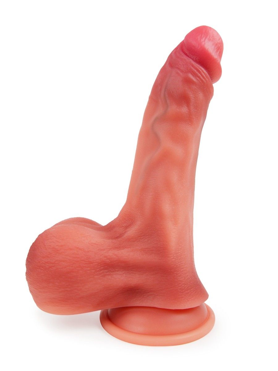 Телесный силиконовый фаллоимитатор на присоске - 23 см. 1