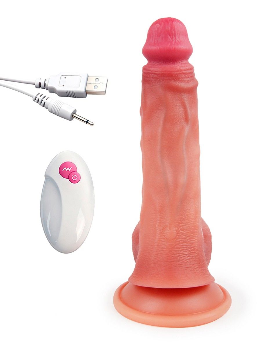 Телесный вибратор-реалистик с пультом ДУ - 23 см. 3