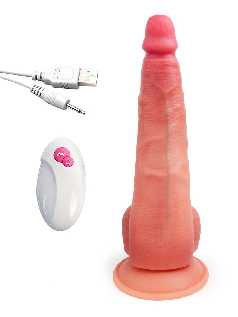 Телесный вибратор-реалистик на присоске - 30 см. 9