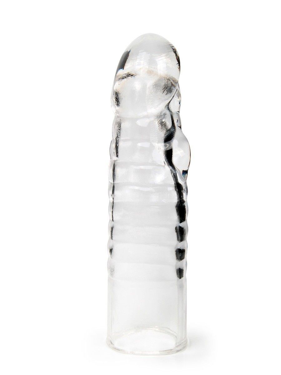 Прозрачная закрытая насадка на член - 15 см. 1