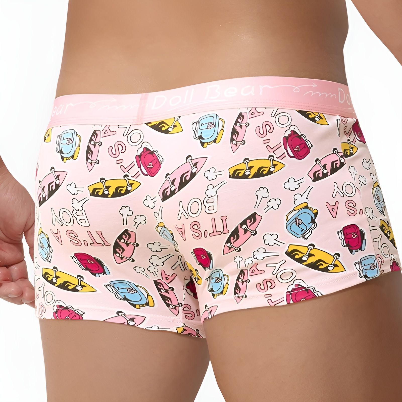 Розовые трусы-боксеры с принтом в виде скейтбордов 3