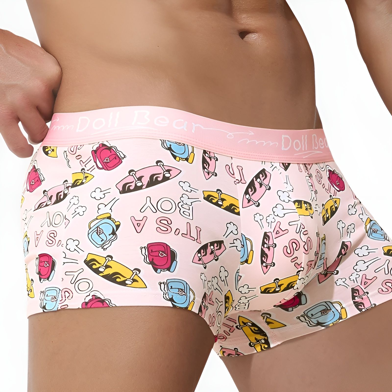Розовые трусы-боксеры с принтом в виде скейтбордов 2