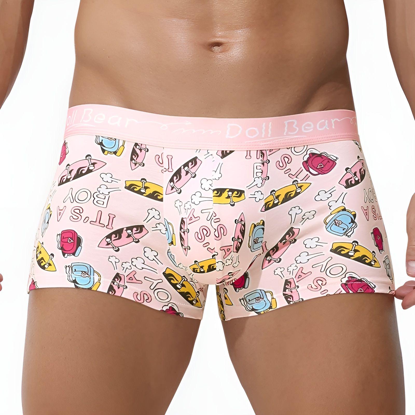 Розовые трусы-боксеры с принтом в виде скейтбордов 1