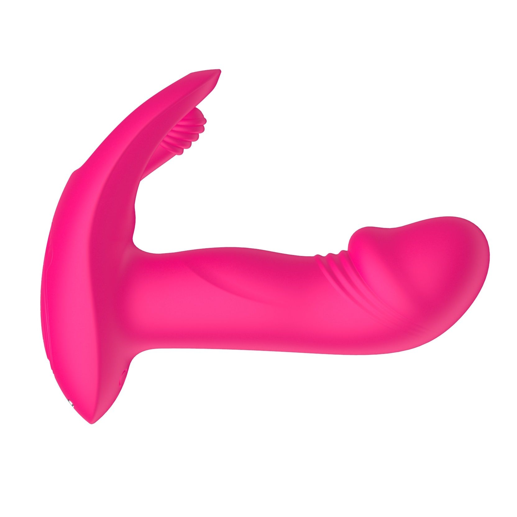 Розовый вагинально-клиторальный вибратор c функцией фингеринга 3