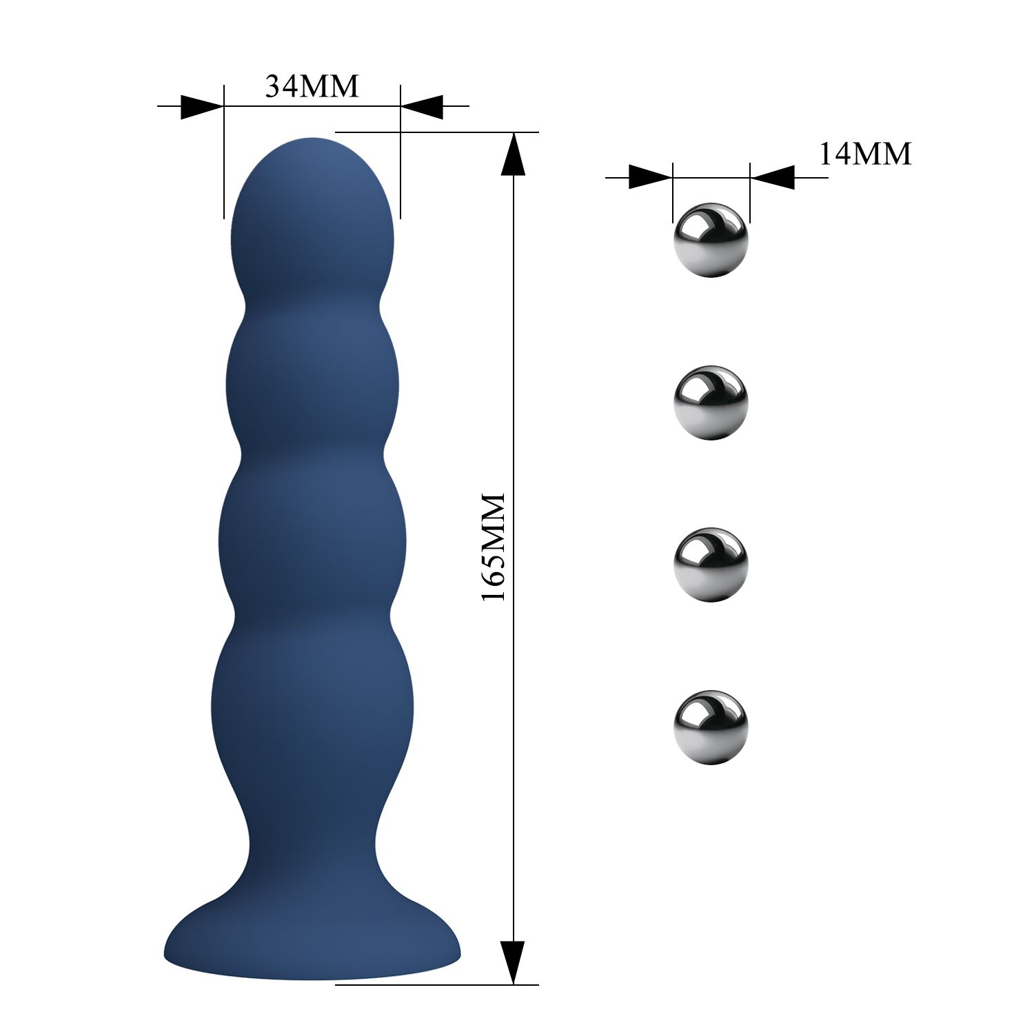 Синий анальный стимулятор со смещенным центром тяжести Silicone Anal Plug XL - 16,5 см. 6
