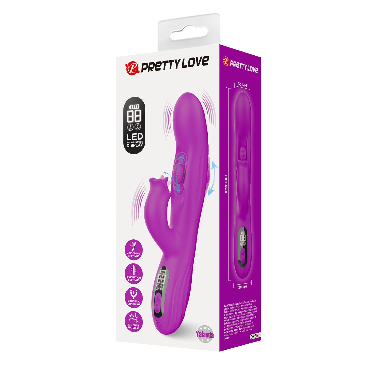 Лиловый вибромассажёр-кролик со стимуляцией точки G Yalanda - 23,9 см. 10