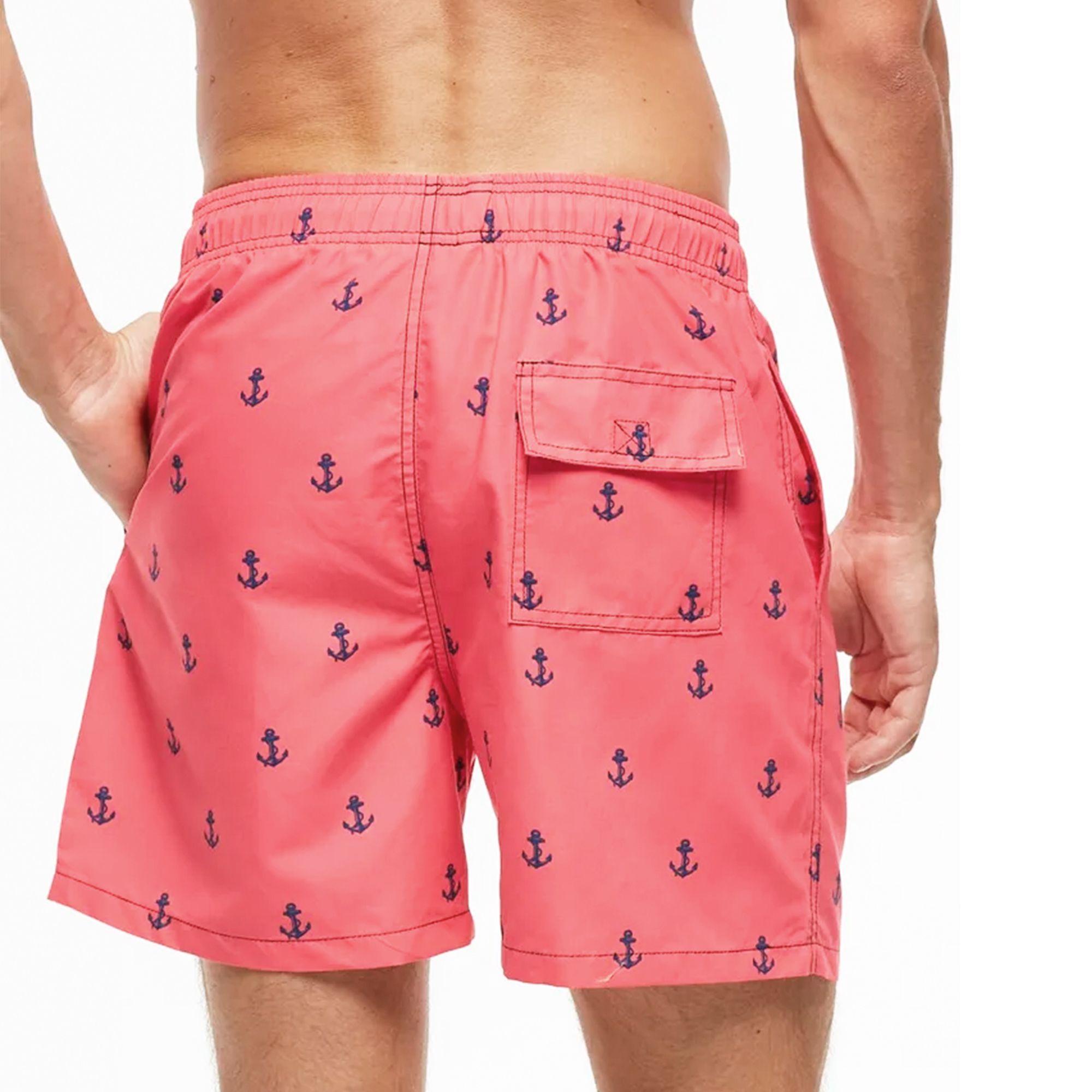 Розовые мужские пляжные шорты с принтом в виде якорей 4
