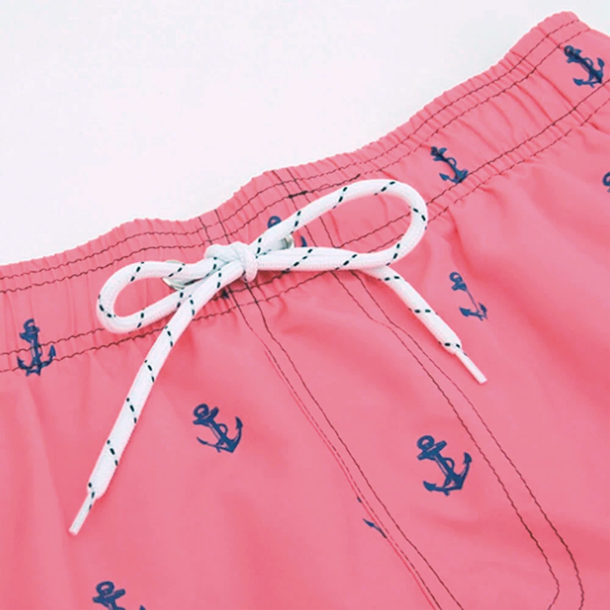 Розовые мужские пляжные шорты с принтом в виде якорей 5