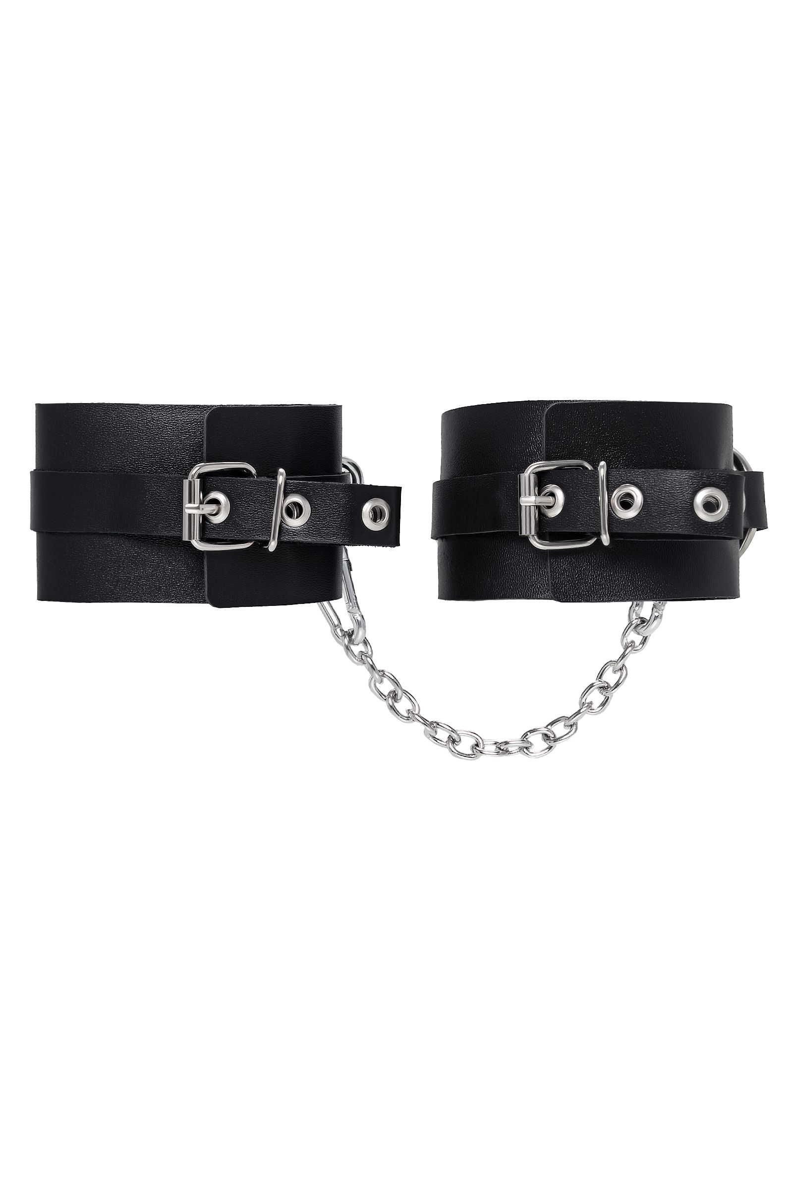 Черные оковы из толстой кожи с люверсами 3
