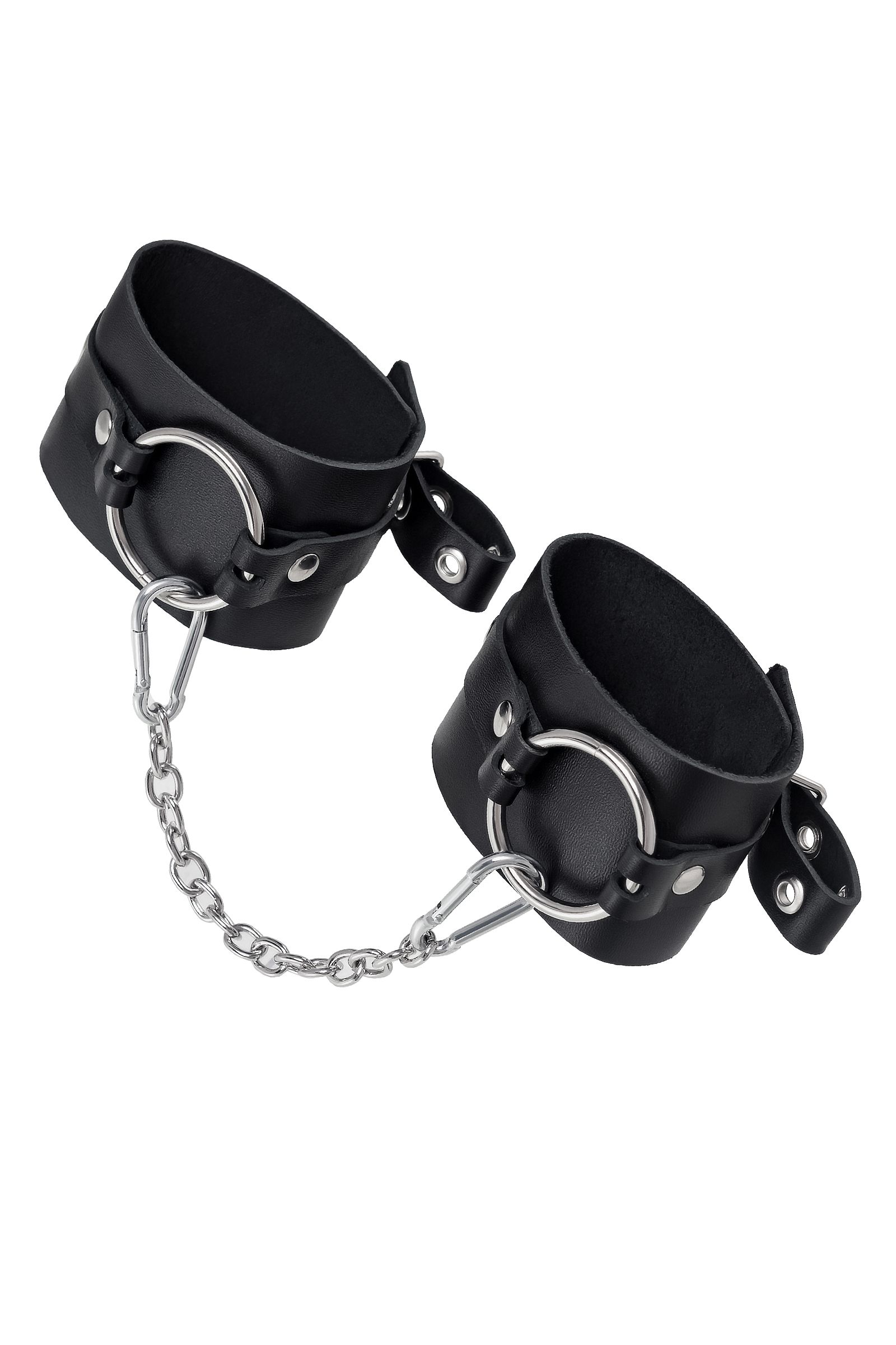 Черные оковы из толстой кожи с люверсами 4