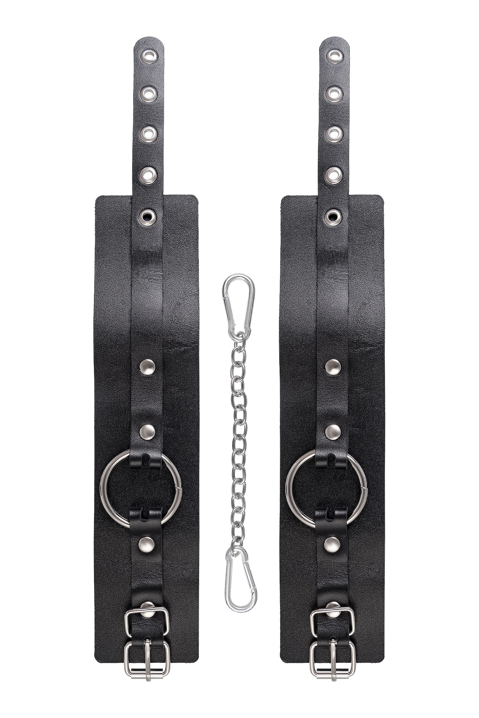 Черные оковы из толстой кожи с люверсами 5
